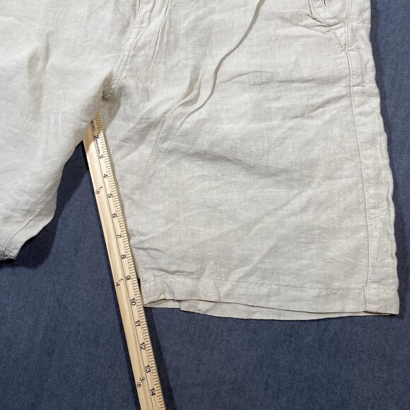 Lucky Brand Mens Beige Linen Cargo Shorts Size 38 With Buttoned Back Pockets - Picture 9 of 10